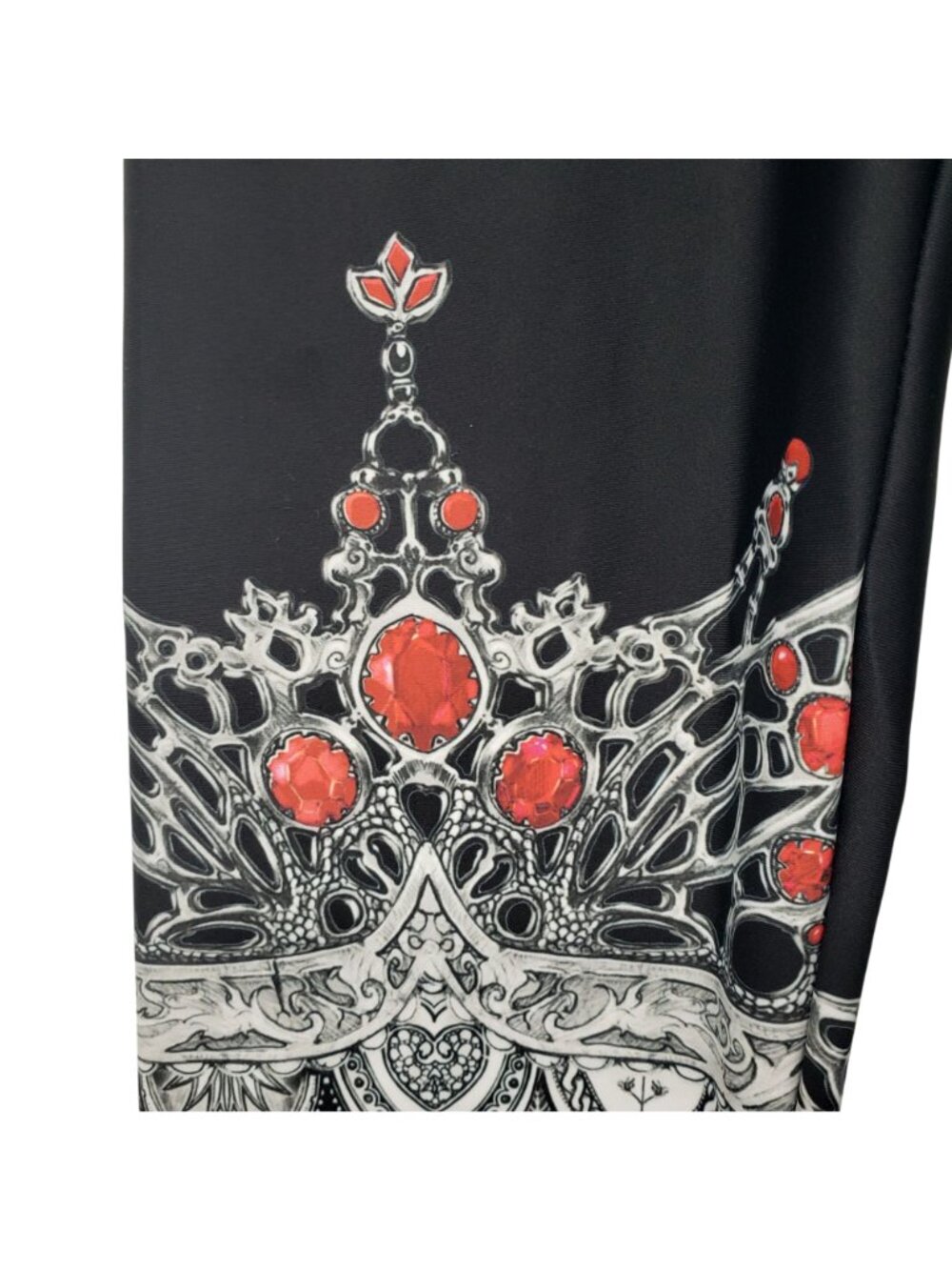 Fox Savant Artleisure Black White Art to Wear Crown Print Gothic Yoga Pants M - Picture 6 of 7